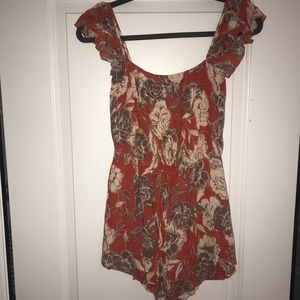 Amuse Society Coral Floral Romper
